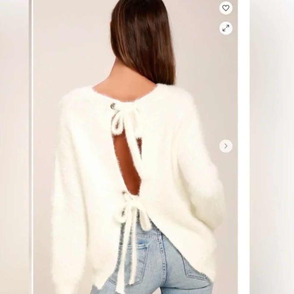 Lulus Weekend In Aspen Ivory Backless Sweater Top - Picture 4 of 8
